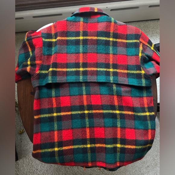 Vintage Plaid Wool Zip Up Jacket - Red, Green, Yellow - Picture 2 of 7